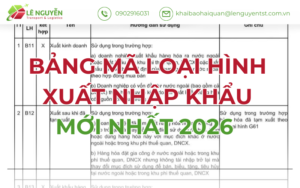 Bảng mã loại hình xuất nhập khẩu mới nhất 2026