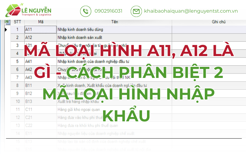 Mã loại hình A11, A12 là gì | Cách phân biệt 2 mã loại hình nhập khẩu