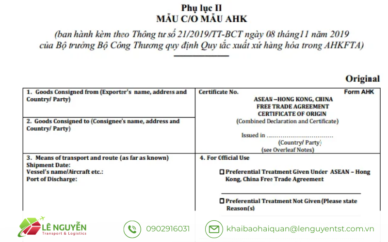 Điều kiện để hàng hóa được cấp C/O Form AHK