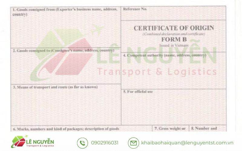 Hướng dẫn kê khai C/O Form B chi tiết