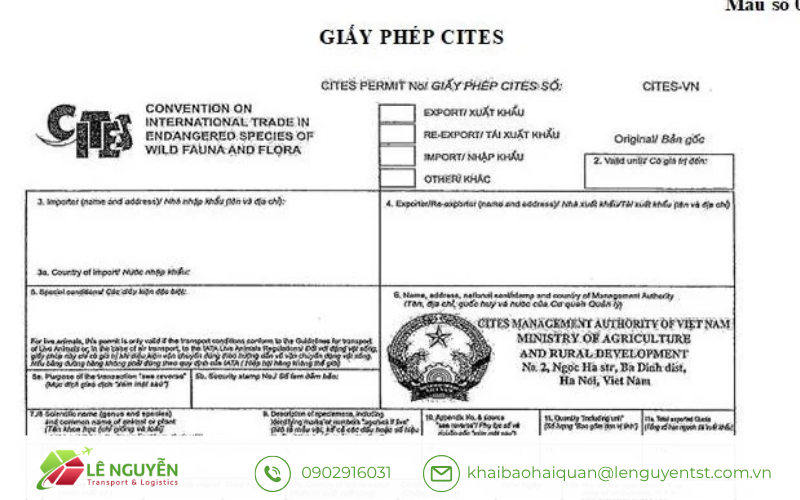 Giấy phép CITES - Chứng từ điều kiện tiên quyết