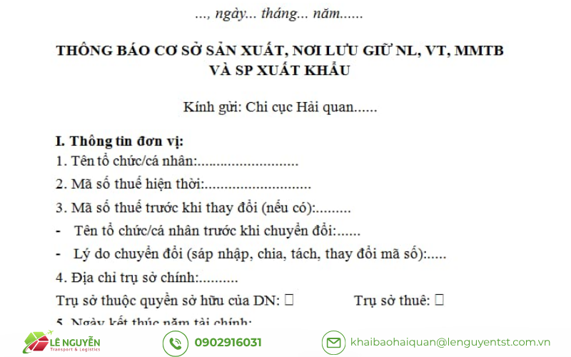 Mẫu 12 thông báo cơ sở sản xuất trước khi kiểm xưởng gia công
